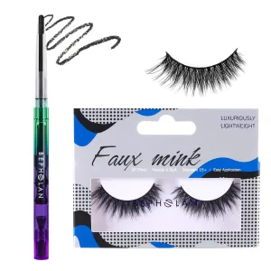 BEPHOLAN Black Eyeliner Pencils and 3D False Eyelashes