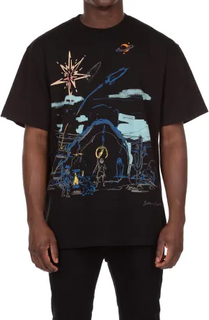 Billionaire Boys Club Clothing Men Knit Tee BBC Witness Screen Printed Short Sleeve Crew Neck Oversized FIT T Shirt