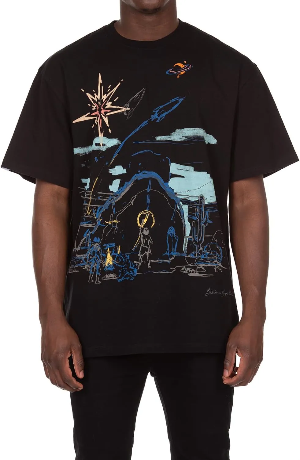 Billionaire Boys Club Clothing Men Knit Tee BBC Witness Screen Printed Short Sleeve Crew Neck Oversized FIT T Shirt