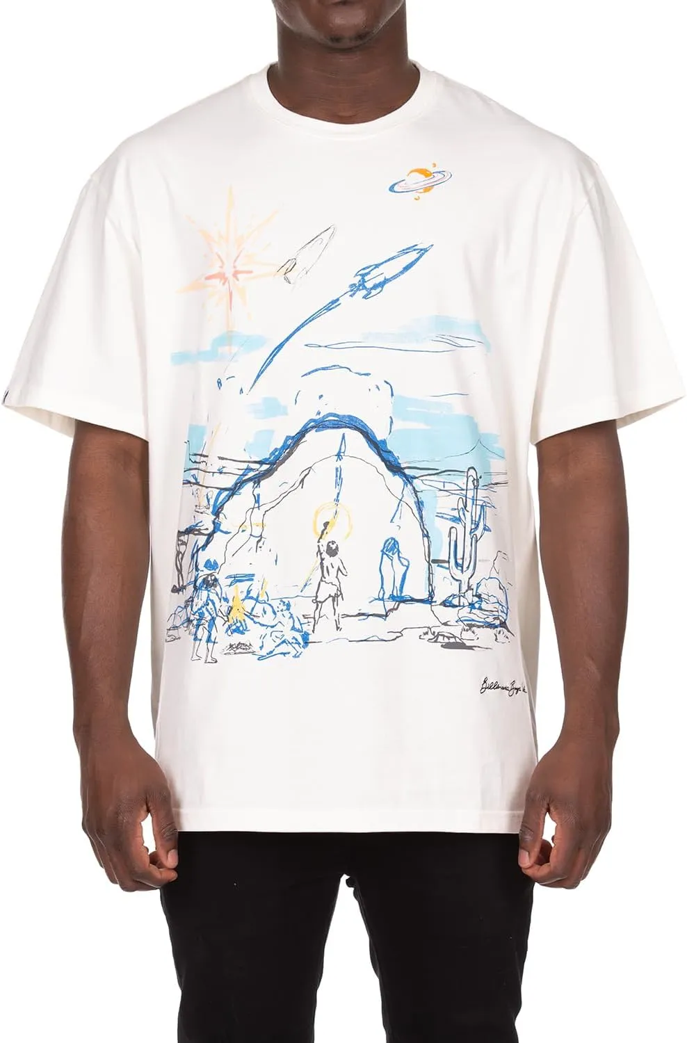 Billionaire Boys Club Clothing Men Knit Tee BBC Witness Screen Printed Short Sleeve Crew Neck Oversized FIT T Shirt