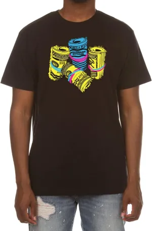 Billionaire Boys Club Clothing Men T-Shirt BB Bundles Screen Printed Short Sleeve Crew Neck Tee Black