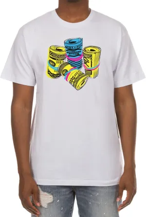 Billionaire Boys Club Clothing Men T-Shirt BB Bundles Screen Printed Short Sleeve Crew Neck Tee White