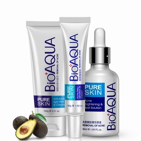 BIOAQUA 3in1 Face Anti Acne Set Scar Removal Spots Pimples Oil Cream Foam Scar Blemish Marks Moisturizing Oil 100g 30g 30ml