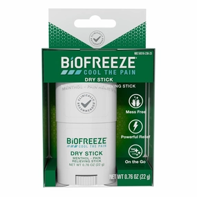 Biofreeze Dry Stick, Mess-Free Relief for Neck, Shoulder, Knee, Hip, Hand & Joint, Cooling Menthol Pain Relief Stick 0.76 oz