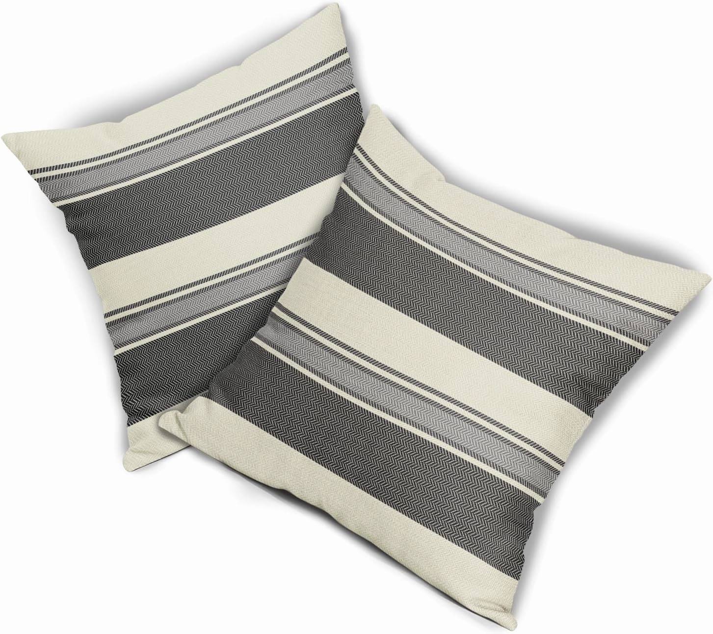 Black Grey Gray Striped Pillow Covers 20x20 Set of 2 Modern Boho Stripe Pattern Cream Print Decorative Outdoor Pillowcases Farmhouse Throw Cushion Case Decor for Home Couch Sofa Bed