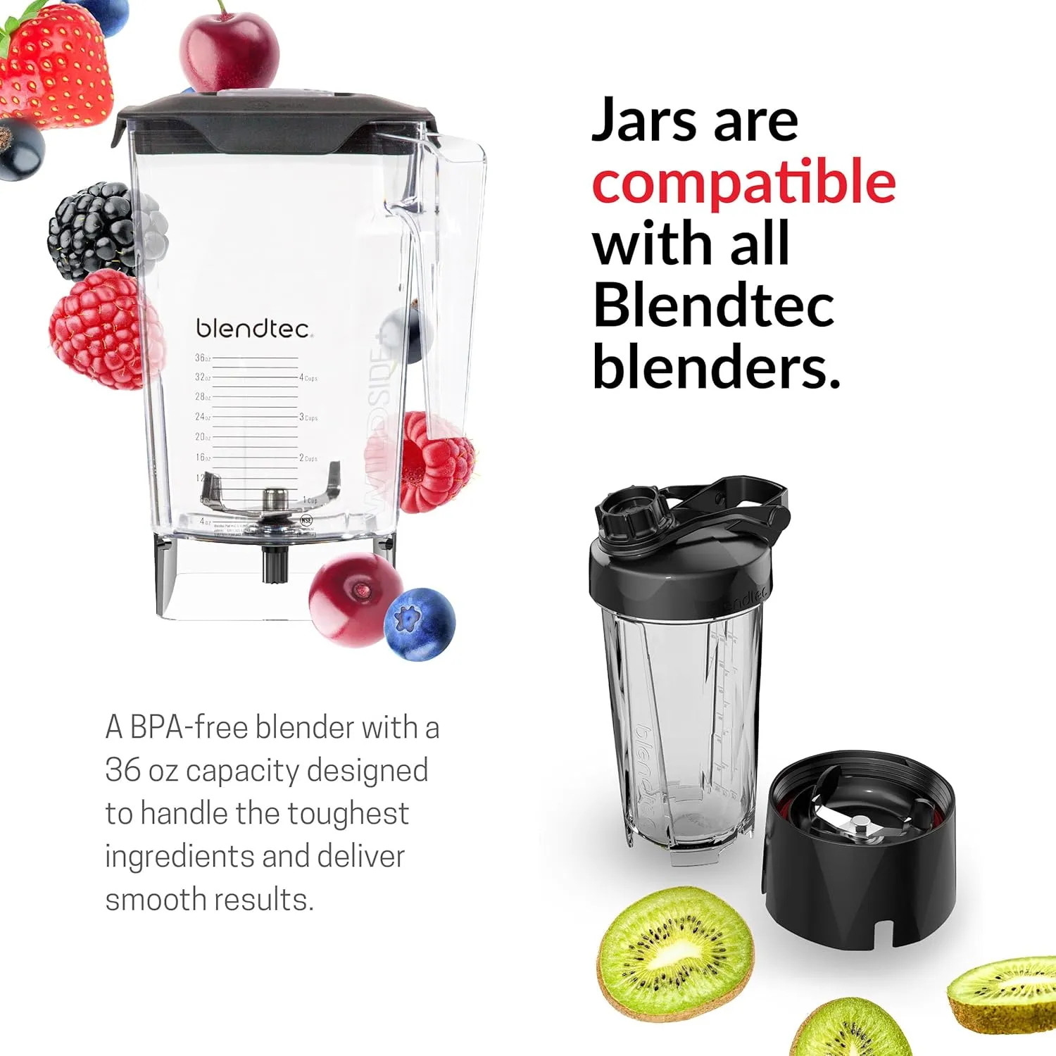 Blendtec Original Designer Series Blender and 90 Oz WildSide  Jar - Kitchen Blender Bundle - Red