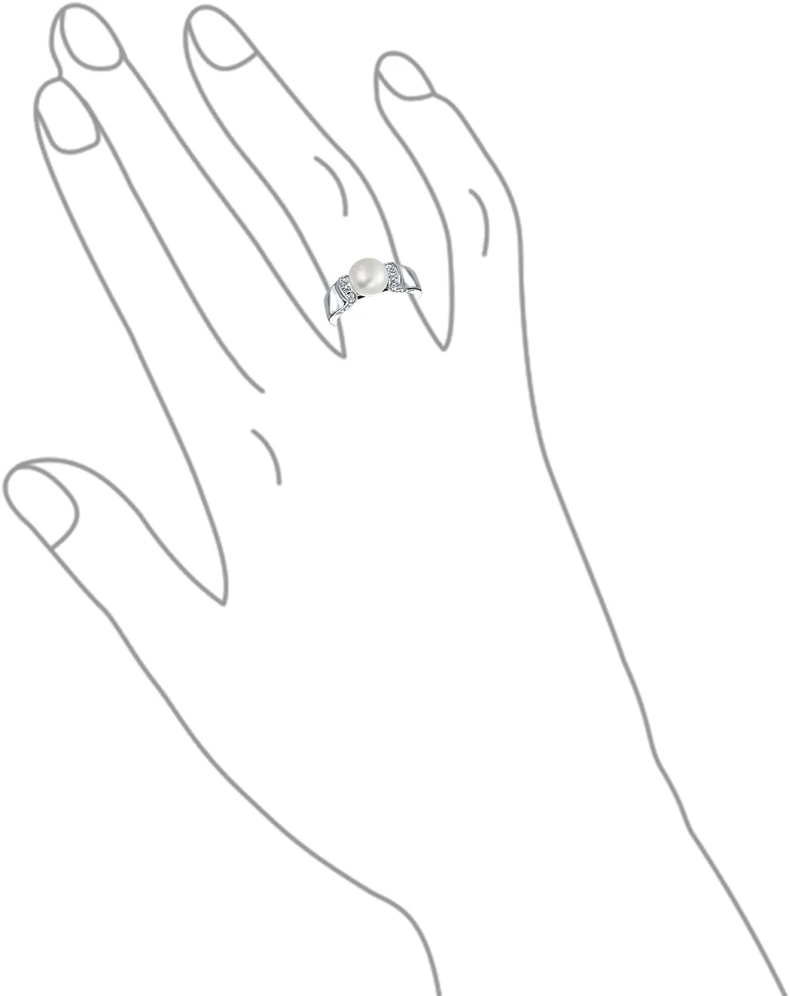 Bling Jewelry Criss Cross Twist Wedding Pave Band White Cultured 8-10MM Pearl Solitaire Engagement Promise Ring For Women CZ Side Stones Silver Plated