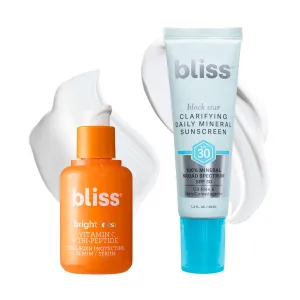 Bliss Bright Idea Vitamin C Serum   Clarifying Block Star SPF 30 Daily Mineral Sunscreen Bundle – Antioxidant Serum for Radiant Skin & Lightweight Mineral SPF Protection – Cruelty-Free, Clean