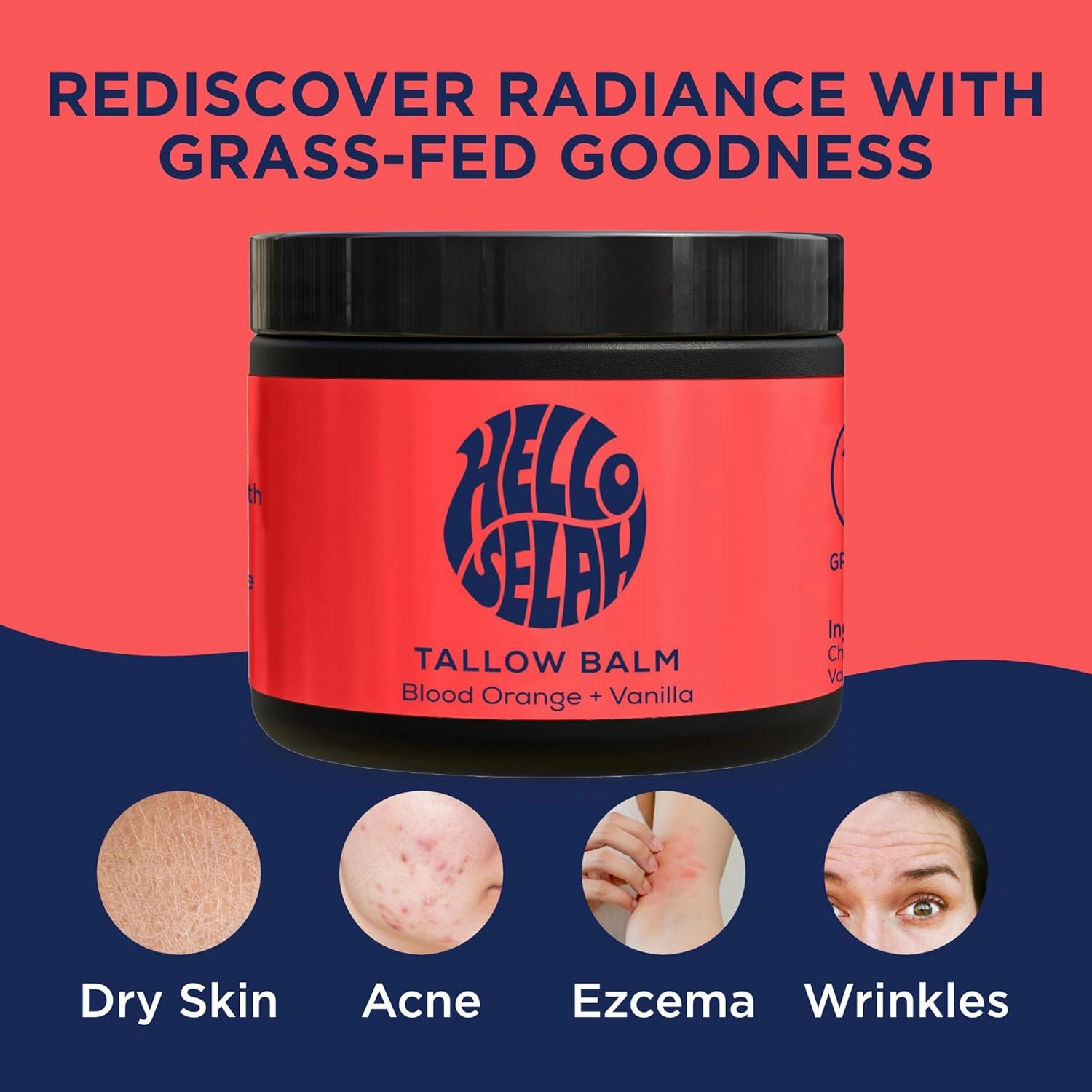 Blood Orange   Vanilla Tallow Balm – Luxurious Moisturizer for Soft, Glowing Skin | 100% Grass-Fed, Organic Face & Body Balm | Uplifting Citrus-Vanilla Aroma, Non-Toxic (Made in the USA)
