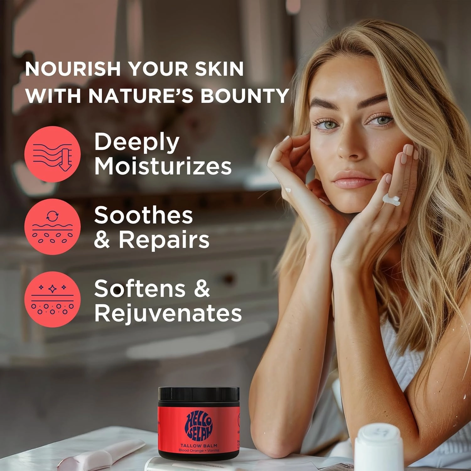 Blood Orange   Vanilla Tallow Balm – Luxurious Moisturizer for Soft, Glowing Skin | 100% Grass-Fed, Organic Face & Body Balm | Uplifting Citrus-Vanilla Aroma, Non-Toxic (Made in the USA)