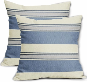 Blue Grey Striped Pillow Covers 20x20 Set of 2 Boho Stripe Print Patterned Gray Cream Decorative Spring Summer Outdoor Pillowcases Modern Farmhouse Throw Cushion Case Couch Sofa Bed Decor
