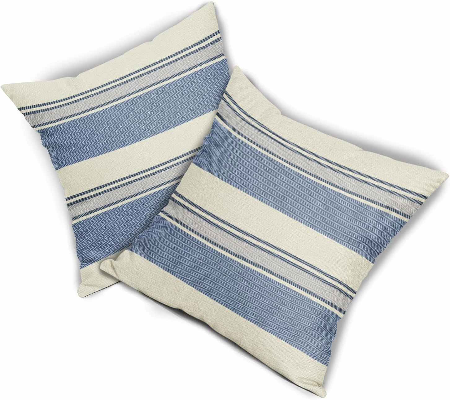 Blue Grey Striped Pillow Covers 20x20 Set of 2 Boho Stripe Print Patterned Gray Cream Decorative Spring Summer Outdoor Pillowcases Modern Farmhouse Throw Cushion Case Couch Sofa Bed Decor