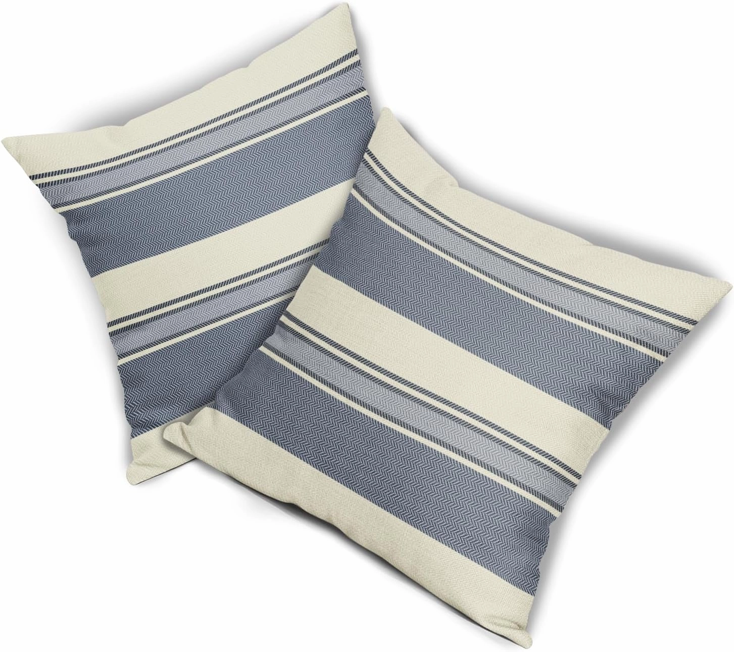 Blue Striped Pillow Covers 20x20 Set of 2 Cream Boho Stripe Print Patterned Decorative Spring Summer Outdoor Pillowcases Modern Farmhouse Throw Cushion Case Couch Sofa Bed Decor