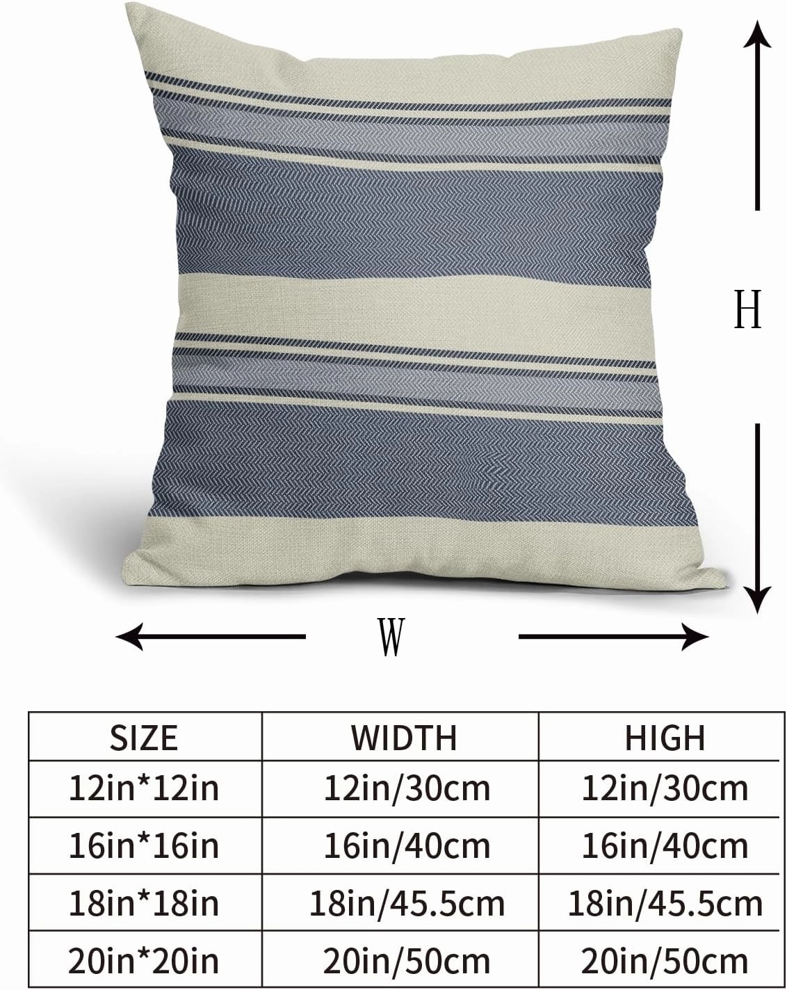 Blue Striped Pillow Covers 20x20 Set of 2 Cream Boho Stripe Print Patterned Decorative Spring Summer Outdoor Pillowcases Modern Farmhouse Throw Cushion Case Couch Sofa Bed Decor