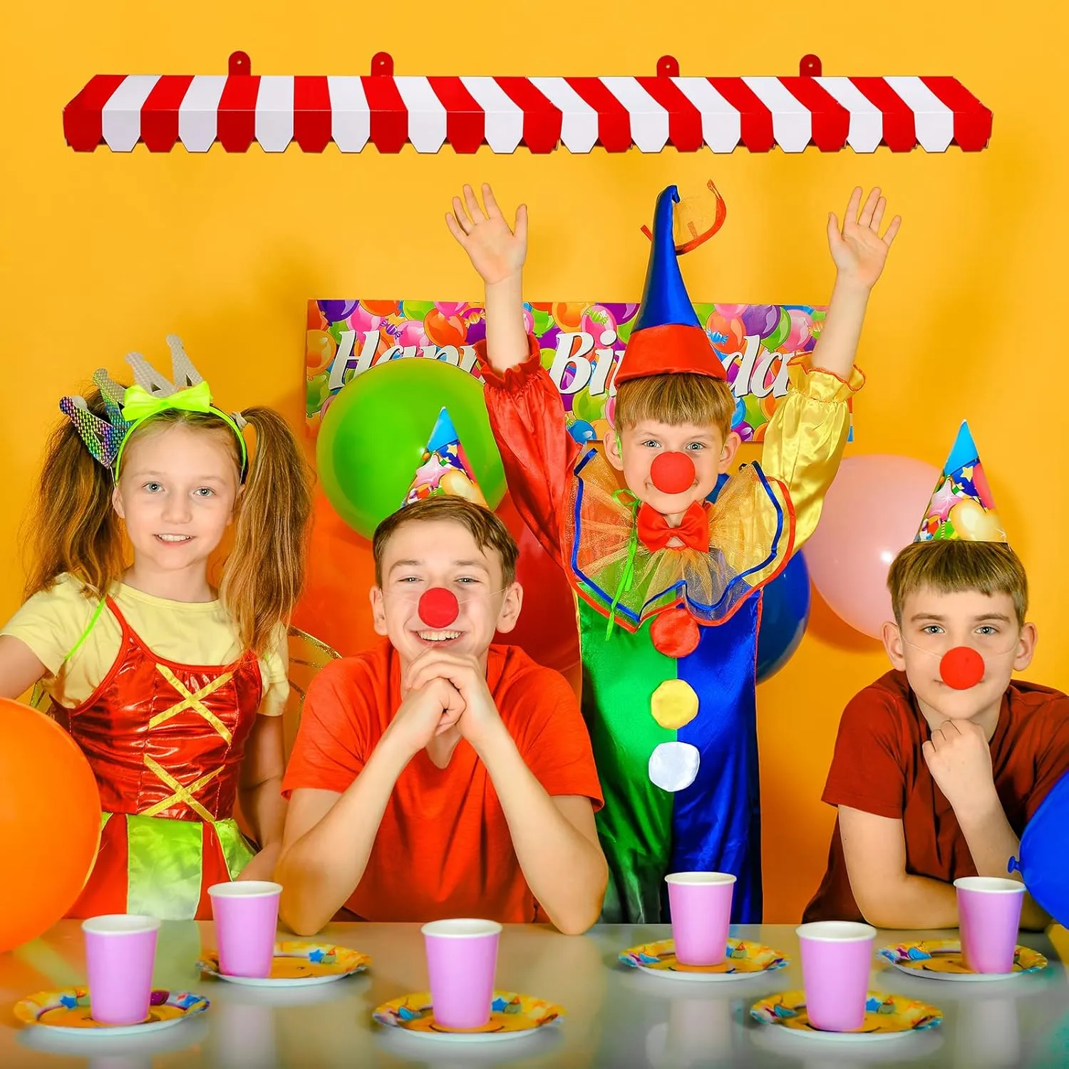 Boao 4 Pack Circus Awning Decoration 3D Stripe Cardboard Awning Carnival Wall Decor Circus Party Favors for Lemonade Stand Bakery Ice Cream Truck Bulletin Board Decor(Red and White)