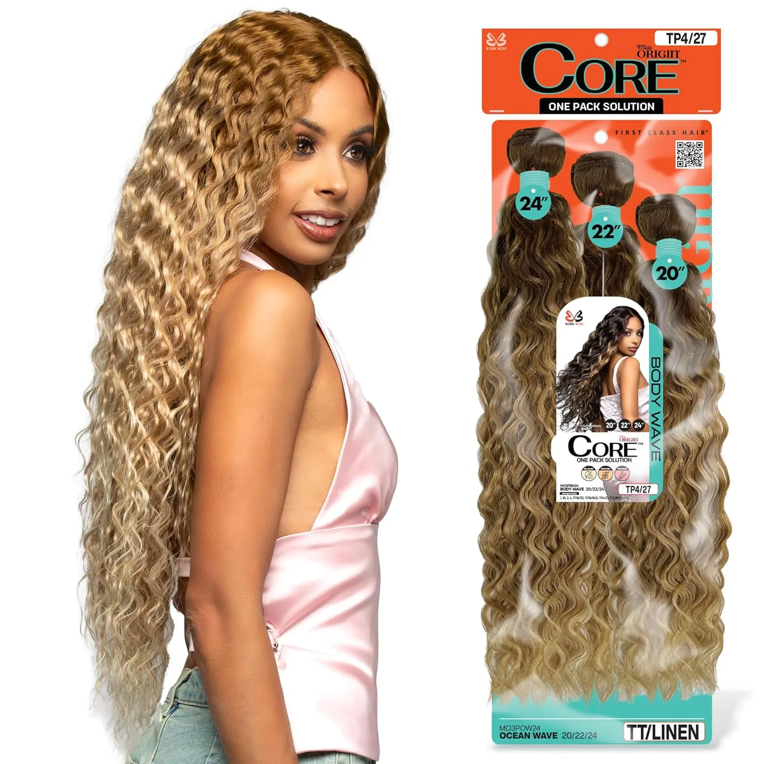 BOBBI BOSS Miss Origin CORE Synthetic Weave Multi Bundle OCEAN WAVE (20, 22, 24 inch) (1B Off Black)