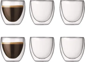 Bodum Pavina Double Wall Clear Espresso Shot Glass Extra Small 2.5 Ounce 6-Pack