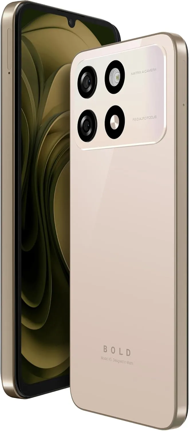 Bold K5 | 2025 | All-Day Battery | Unlocked | 6.8” HD  Infinity Display | 64GB/4GB | Dual 13MP Camera | US Version | US Warranty | (Cream)