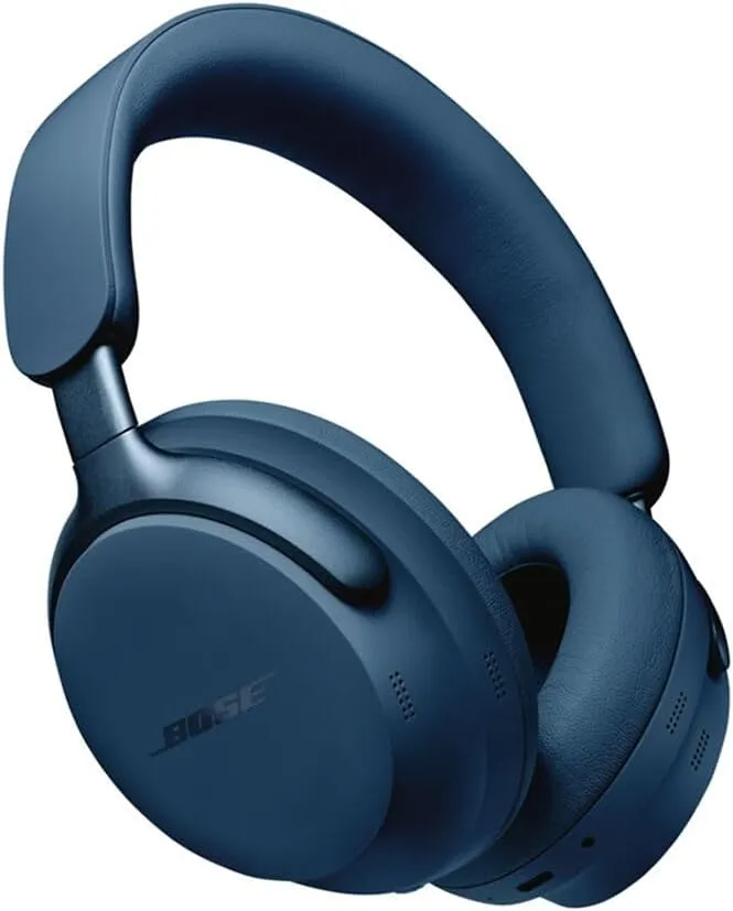 Bose QuietComfort Ultra Wireless Noise Cancelling Headphones with Spatial Audio, Over-The-Ear Headphones with Mic, Up to 24 Hours of Battery Life (Luner Blue)