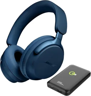 Bose QuietComfort Ultra Wireless Noise Cancelling Headphones with Spatial Audio, Over-The-Ear Headphones with Mic, Up to 24 Hours of Battery Life (Luner Blue)