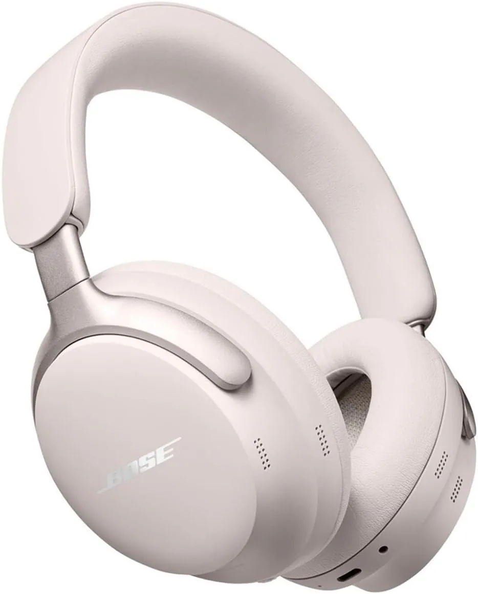 Bose QuietComfort Ultra Wireless Noise Cancelling Headphones with Spatial Audio, Over-The-Ear Headphones with Mic, Up to 24 Hours of Battery Life (White Smoke)