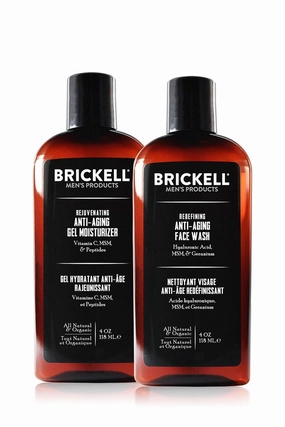 Brickell Men's Products Enhancing Gel Anti-Aging Routine, Gel Facial Cleanser and Gel Face Moisturizer, Men's Skin Care Gift Set