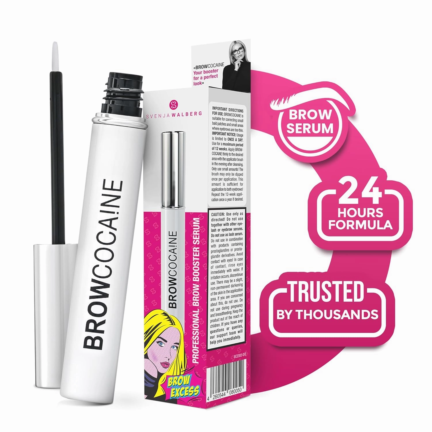 BROWCOCA!NE Brow Thickener & Lengthener - Eyebrow Enhancer for Fuller, Defined Brows - Paraben-free - Nourishing & Volumizing Formula- Easy to Apply - 3.5. ml - SVENJA WALBERG