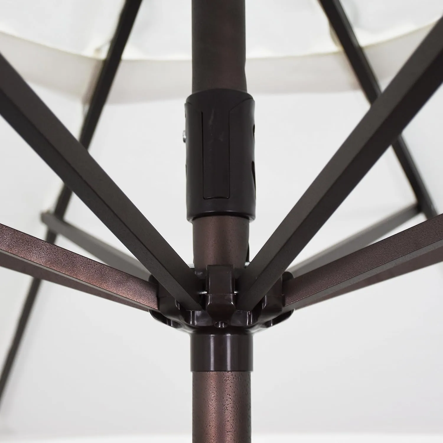 California Umbrella 9' Rd Sunbrella Aluminum Patio Umbrella, Crank Lift, Auto Tilt, Bronze Pole, Jockey Red