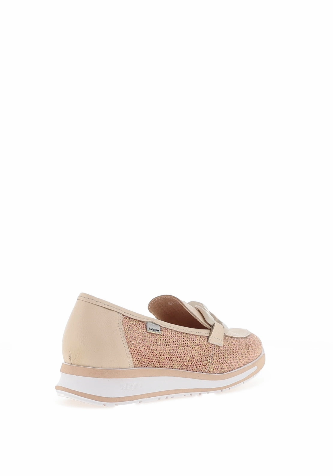 CallagHan Leather Shimmering Mesh Loafers, Pink