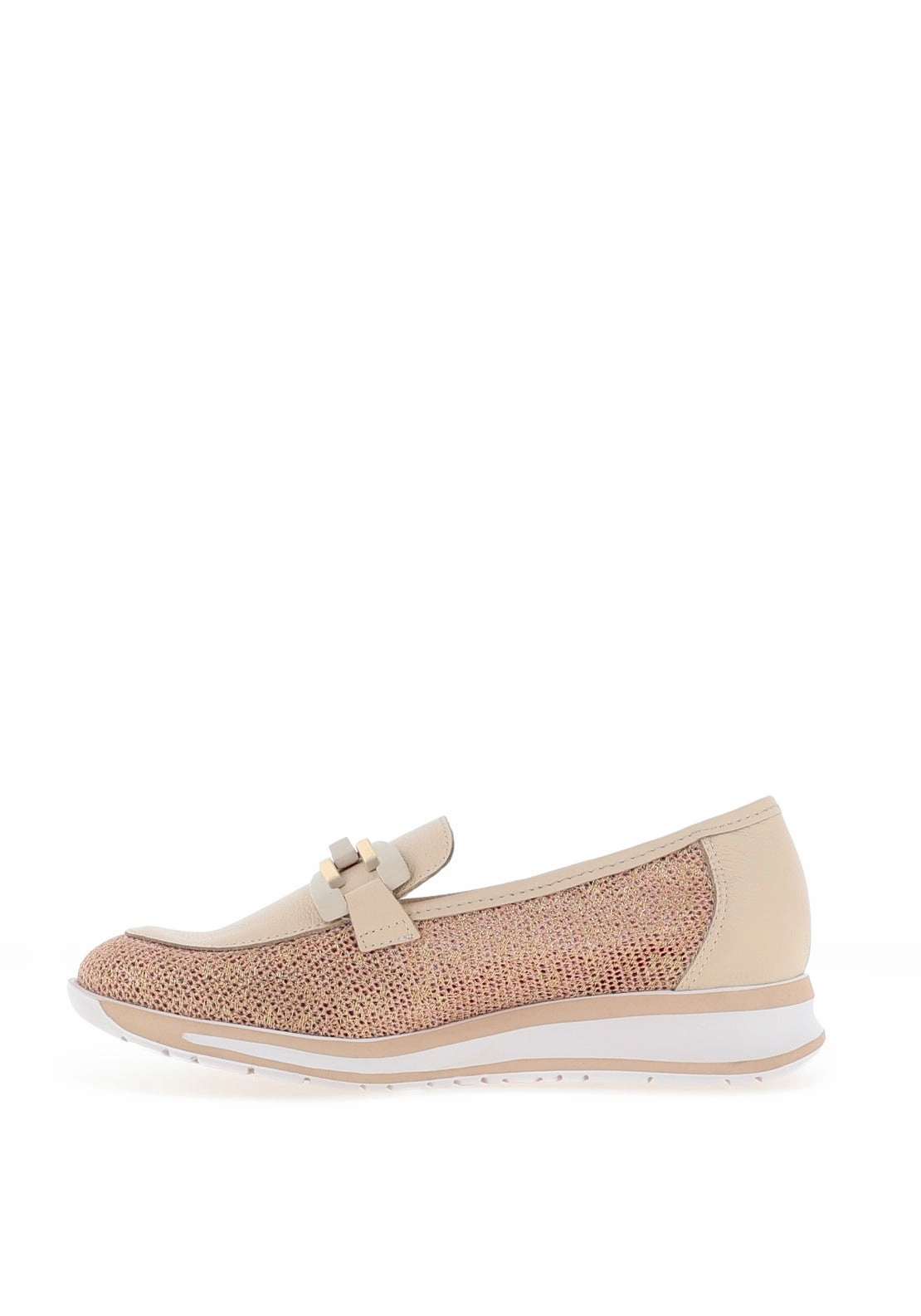 CallagHan Leather Shimmering Mesh Loafers, Pink