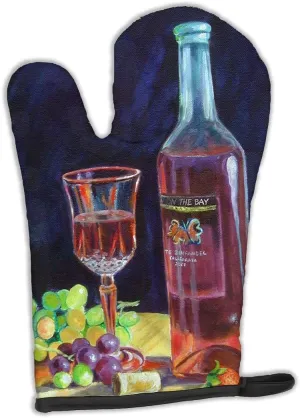 Caroline's Treasures 7185OVMT Red Wine Bottle and Glass Oven Mitt Heat Resistant Thick Oven Mitt for Hot Pans and Oven, Kitchen Mitt Protect Hands, Cooking Baking Glove