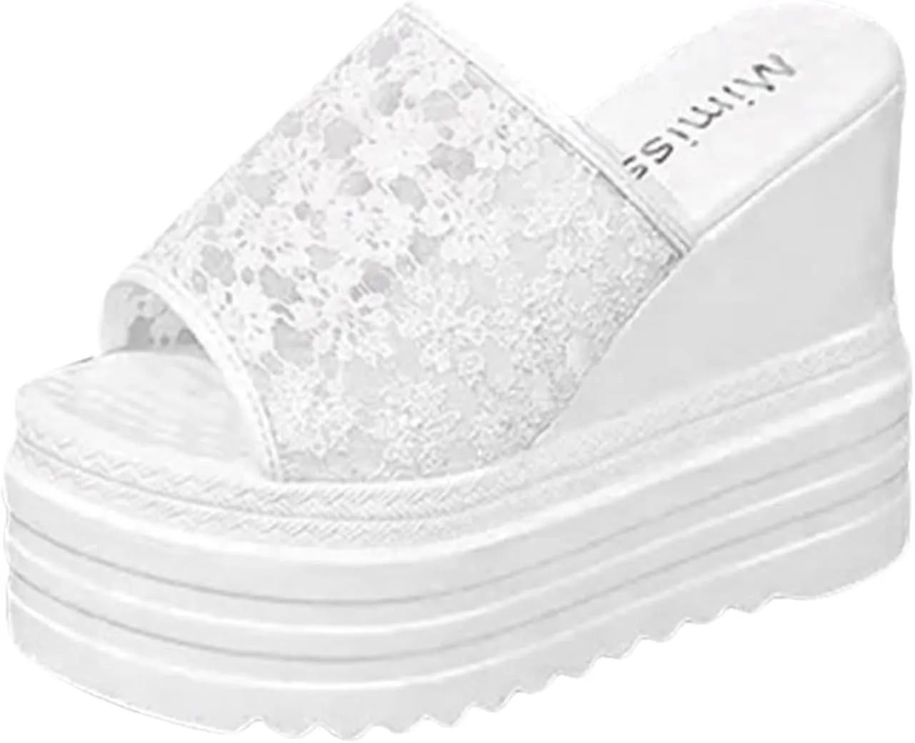 Casual Slip on Summer Shoes Mesh Lace Pattern Breathable Wedge Thick Platform Women Sandals Slip On Versatile Casual