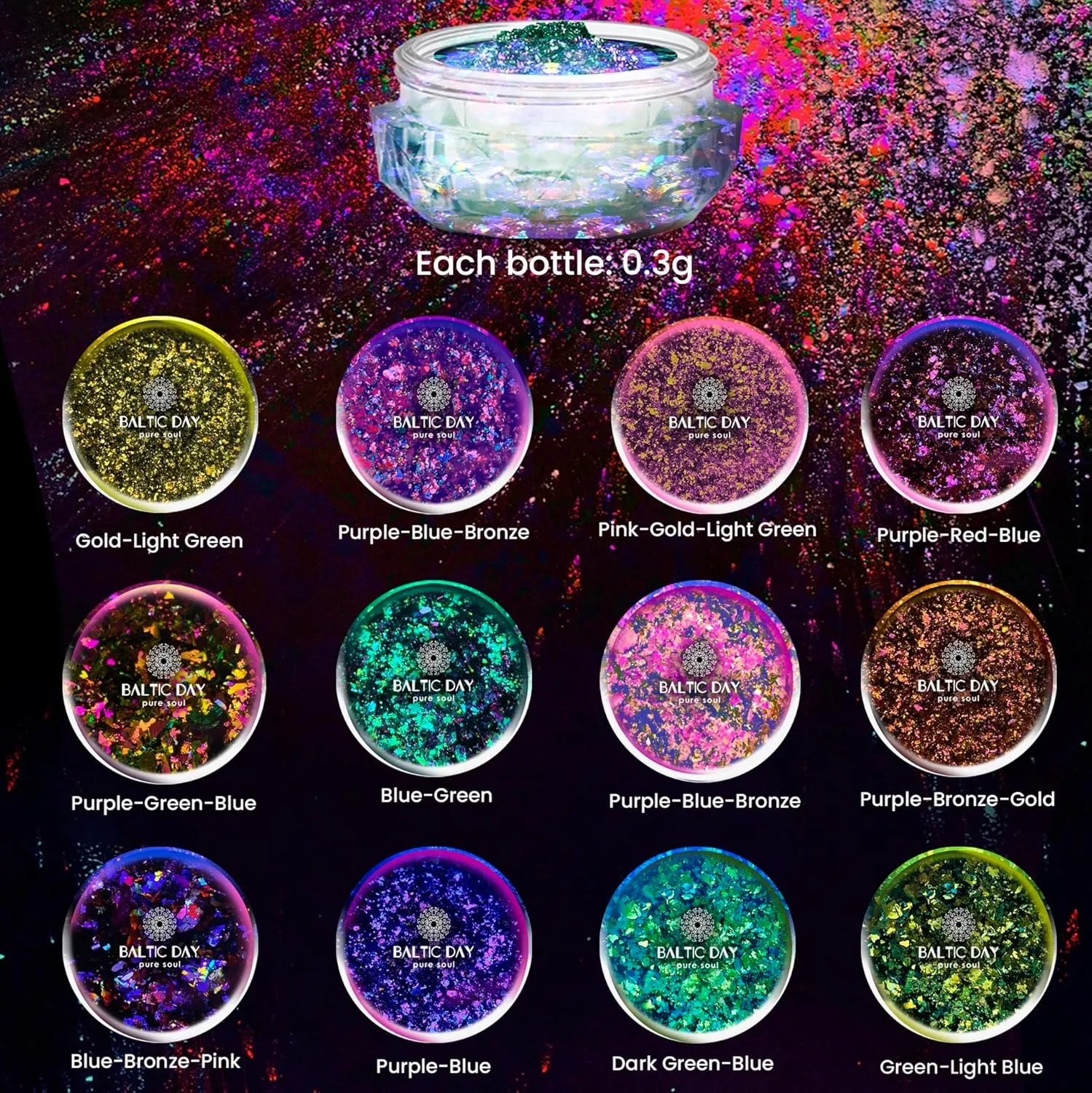 Chameleon Flakes - Chameleon Flakes for Resin - Intense Color Shift Mica Pigment Powder for Resin Molds, Tumblers - Multi Chrome Flakes Pigment for Paint, Nail Art, Eyeshadow