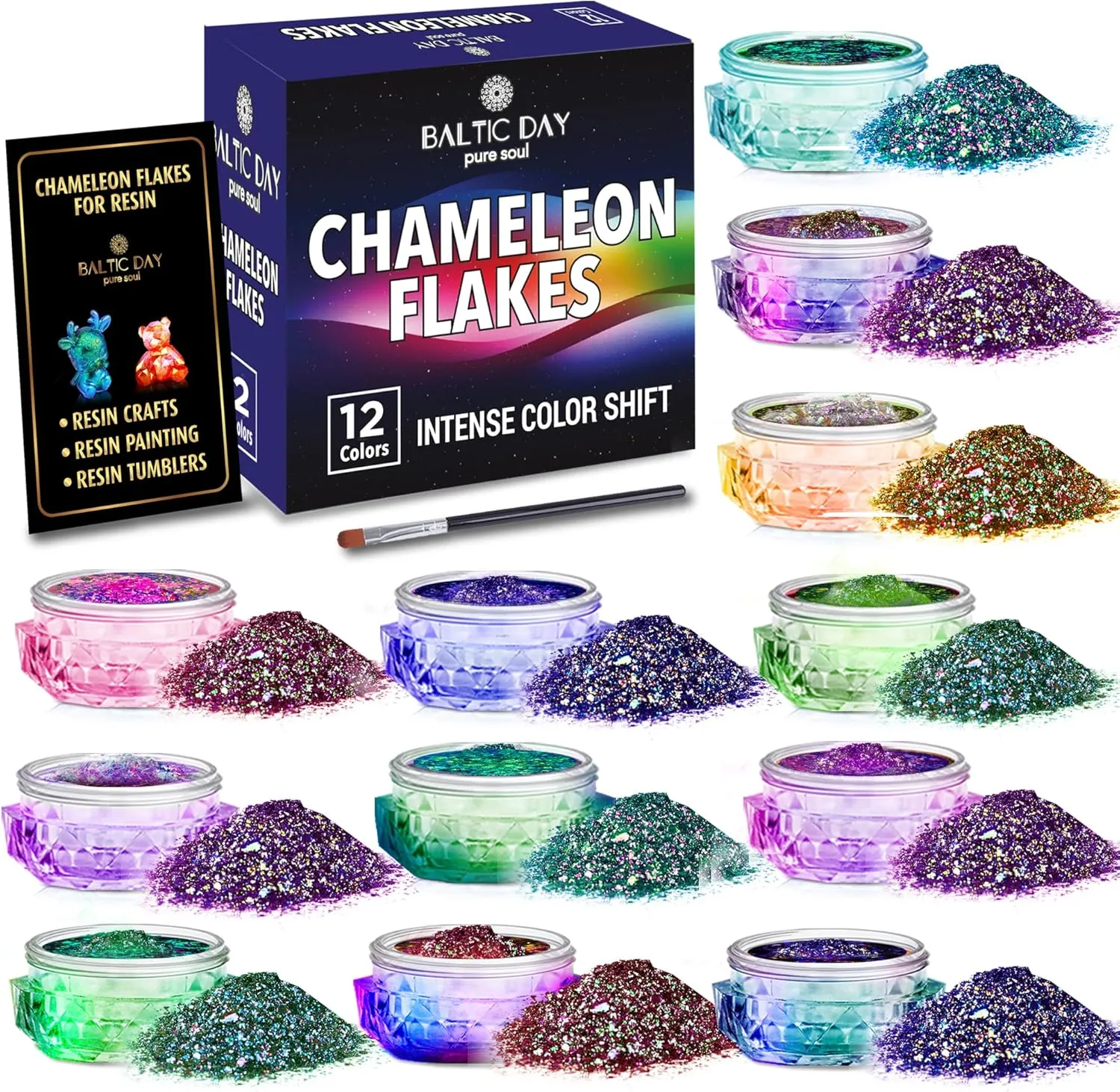Chameleon Flakes - Chameleon Flakes for Resin - Intense Color Shift Mica Pigment Powder for Resin Molds, Tumblers - Multi Chrome Flakes Pigment for Paint, Nail Art, Eyeshadow
