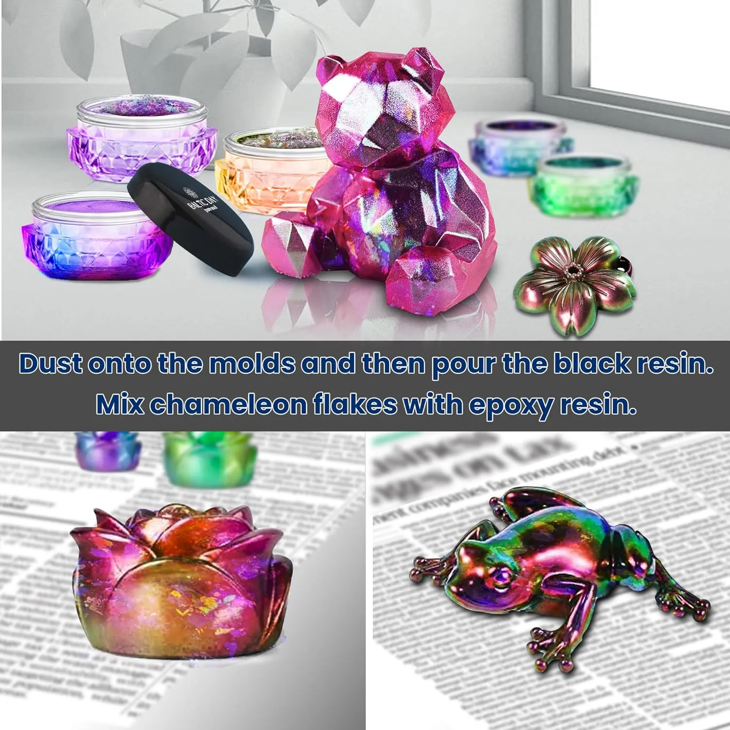 Chameleon Flakes - Chameleon Flakes for Resin - Intense Color Shift Mica Pigment Powder for Resin Molds, Tumblers - Multi Chrome Flakes Pigment for Paint, Nail Art, Eyeshadow