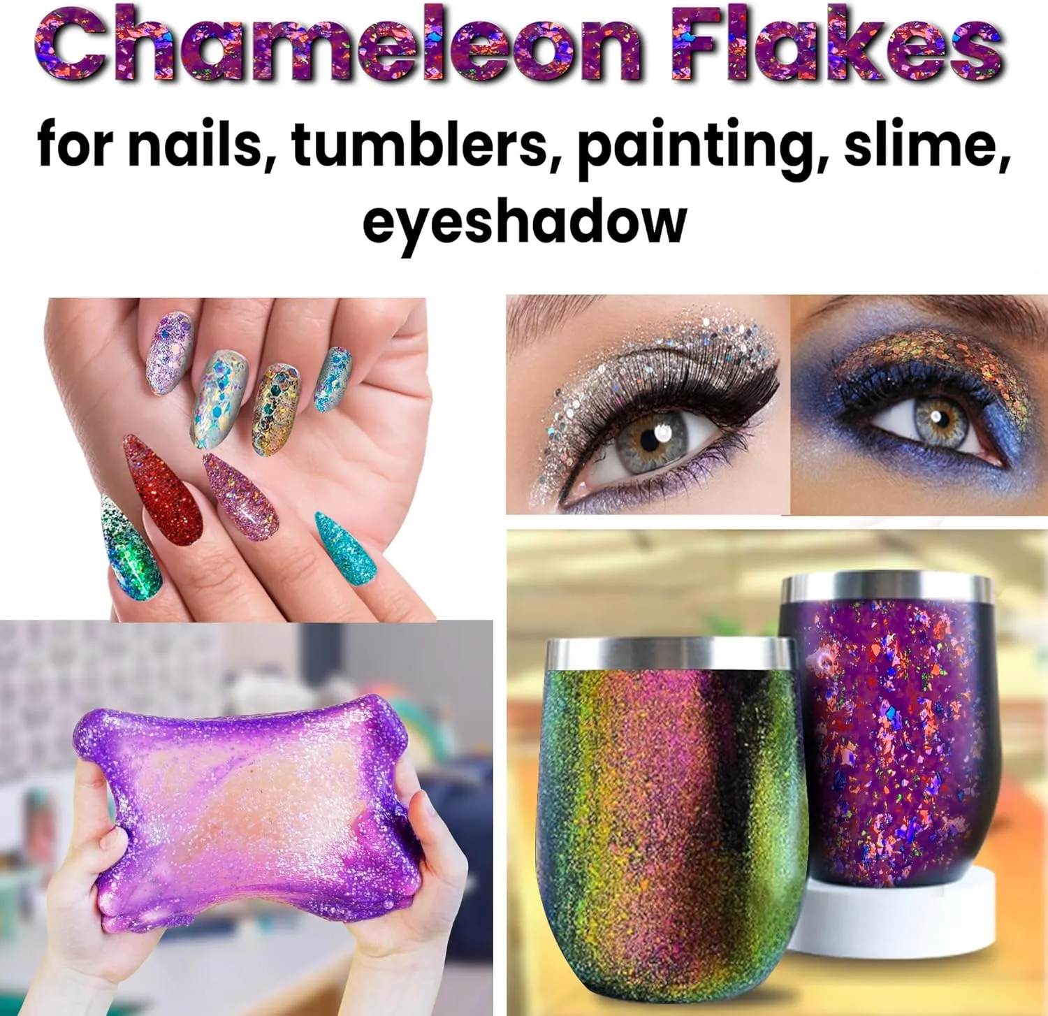 Chameleon Flakes - Chameleon Flakes for Resin - Intense Color Shift Mica Pigment Powder for Resin Molds, Tumblers - Multi Chrome Flakes Pigment for Paint, Nail Art, Eyeshadow