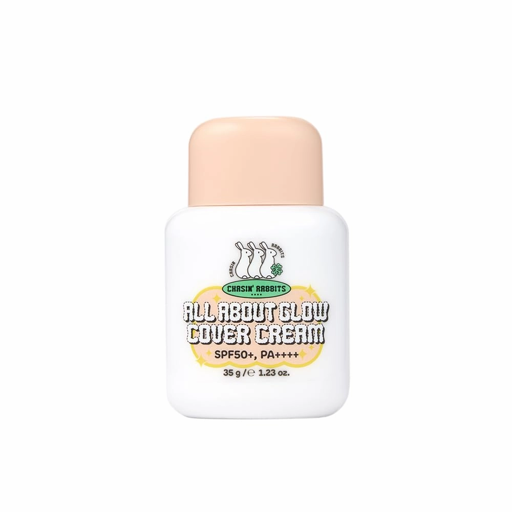 CHASIN' RABBITS All About Glow Cover Cream 1.23 Oz, Lightweight, Hydrating, Long-Lasting Radiance for a Flawless Glow, Smooth Skin Texture, Vegan, Korean Makeup