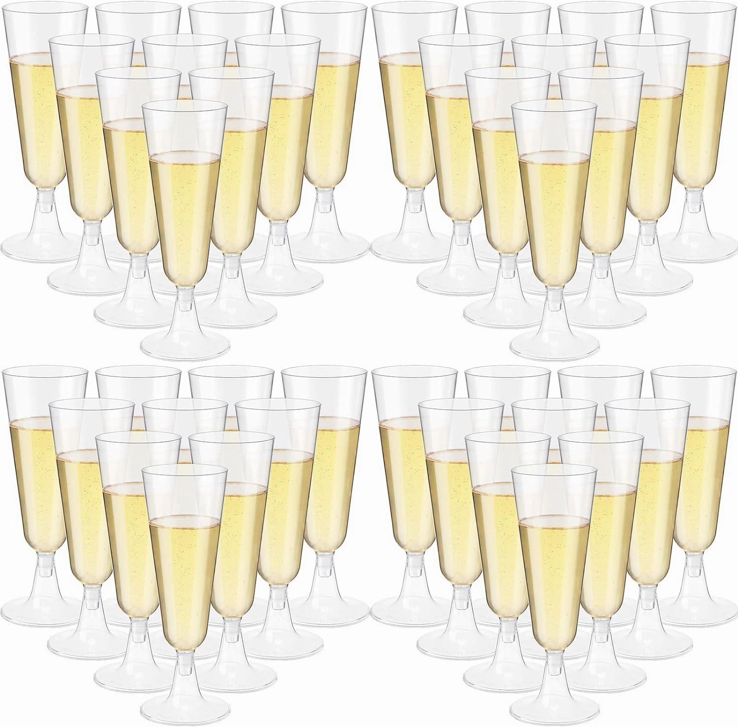 CHENGU 150 Pcs Champagne Flutes 5 Oz Plastic Disposable Champagne Flutes Crystal Wine Glasses Reusable Plastic Cocktail Cups for Wedding Celebration Birthday Party Toasting Drinking(Clear)