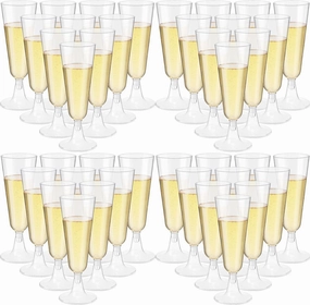 CHENGU 150 Pcs Champagne Flutes 5 Oz Plastic Disposable Champagne Flutes Crystal Wine Glasses Reusable Plastic Cocktail Cups for Wedding Celebration Birthday Party Toasting Drinking(Clear)