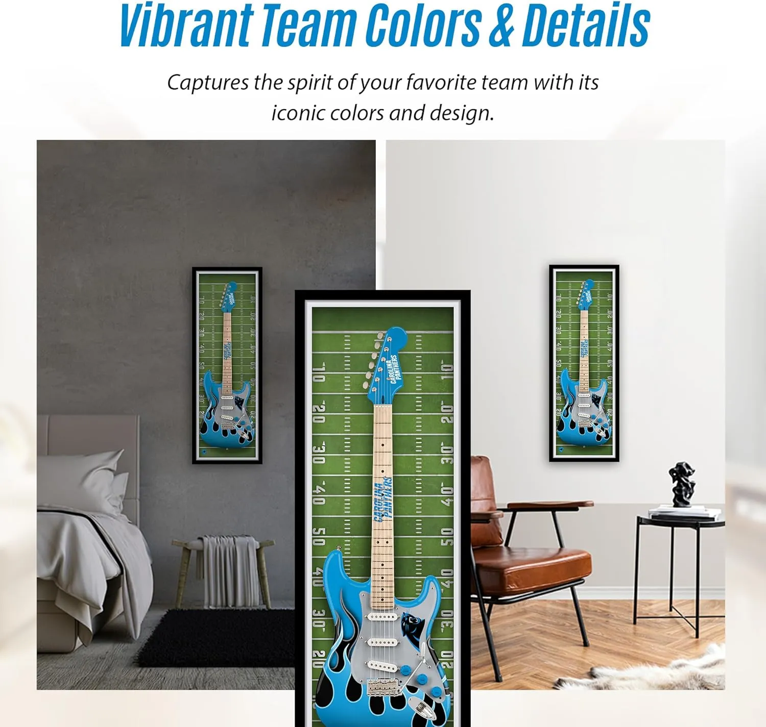 Chicago Bears Framed Electric Guitar Wall Art – Official NFL Team Print – 14” x 37” Ready-to-Hang Bold Modern Decor for Man Cave, Game Room, Office, or Music Room