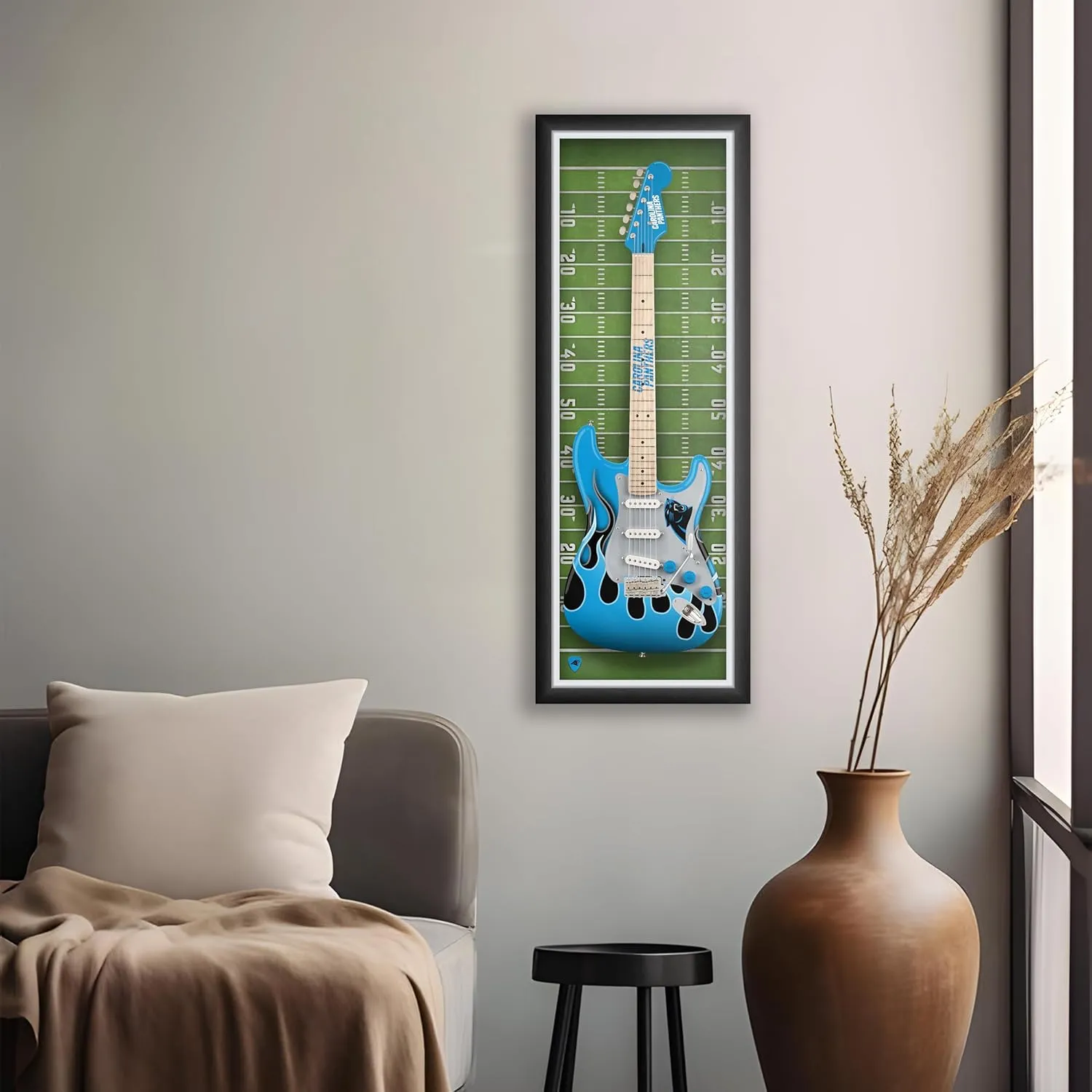Chicago Bears Framed Electric Guitar Wall Art – Official NFL Team Print – 14” x 37” Ready-to-Hang Bold Modern Decor for Man Cave, Game Room, Office, or Music Room