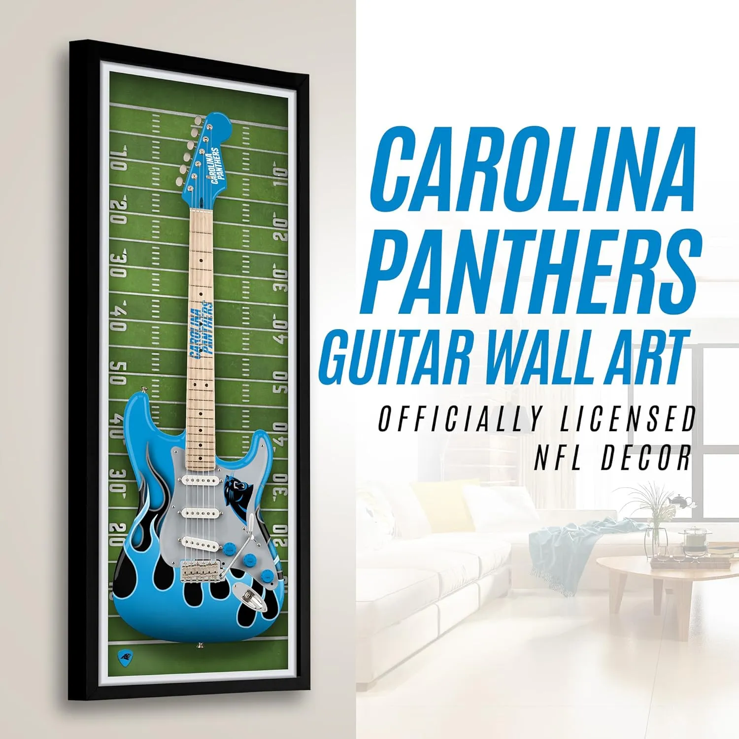 Chicago Bears Framed Electric Guitar Wall Art – Official NFL Team Print – 14” x 37” Ready-to-Hang Bold Modern Decor for Man Cave, Game Room, Office, or Music Room