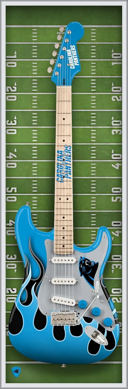 Chicago Bears Framed Electric Guitar Wall Art – Official NFL Team Print – 14” x 37” Ready-to-Hang Bold Modern Decor for Man Cave, Game Room, Office, or Music Room