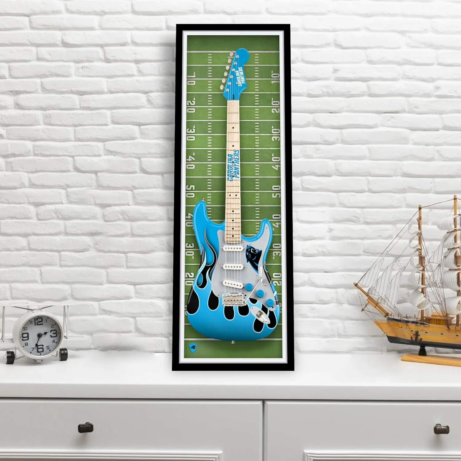 Chicago Bears Framed Electric Guitar Wall Art – Official NFL Team Print – 14” x 37” Ready-to-Hang Bold Modern Decor for Man Cave, Game Room, Office, or Music Room