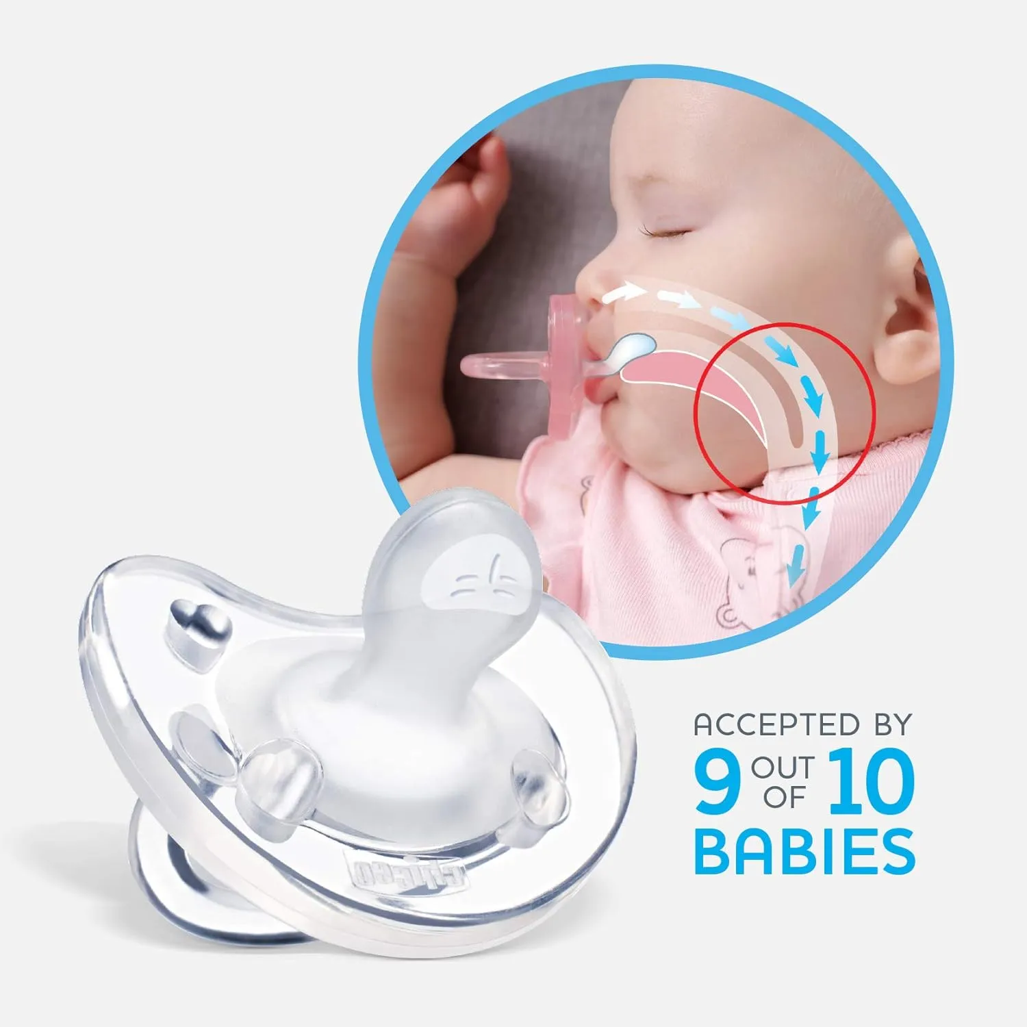 Chicco PhysioForma Luxe Silicone One Piece Pacifier for Babies Aged 0-6m | Fashion Textured Shield | BPA & Latex Free | Reusable Sterilizing Case | Multicolor, 4pk