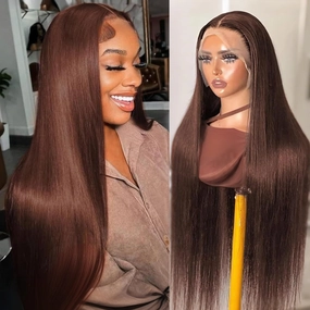 Chocolate Brown Lace Front Wigs Human Hair 250 Density 13x6 Straight Lace Front Wigs Pre Plucked 12A Brazilian Virgin Human Hair Wigs for Women with Baby Hair 30 Inch