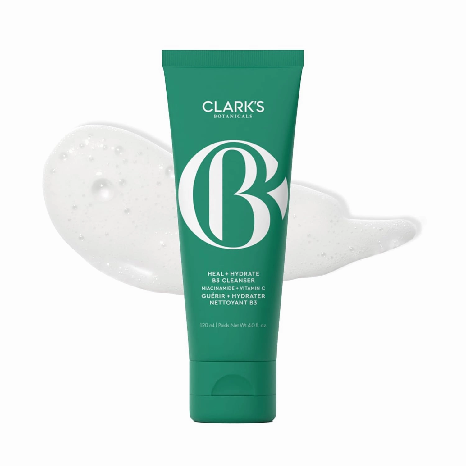 Clark's Botanicals Heal   Hydrate B3 Cleanser, Daily Deep Clean Niacinamide Face Wash with Vitamin C, 4 Oz (Pack of 1)
