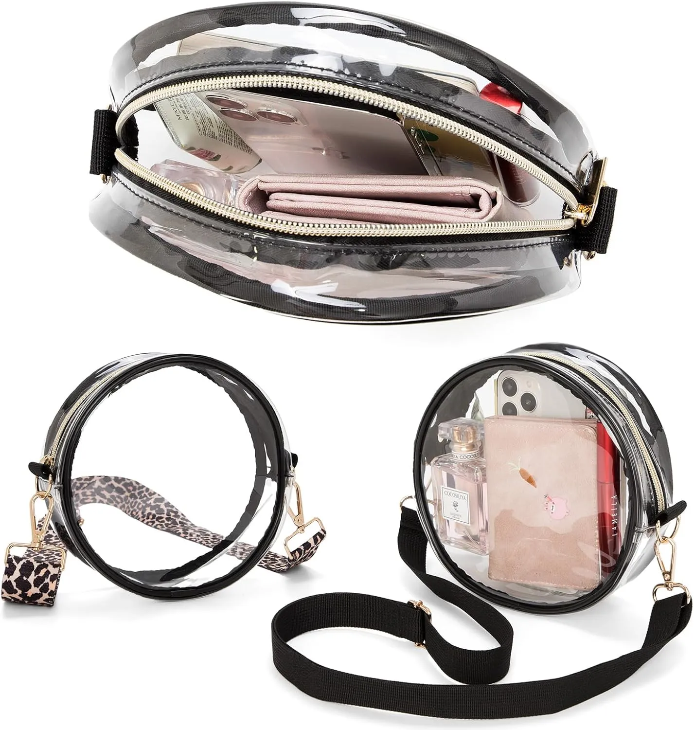 Clear Crossbody Bag, Stadium-Approved PVC Clear Purse, Transparent Messenger Bag for Men and Women