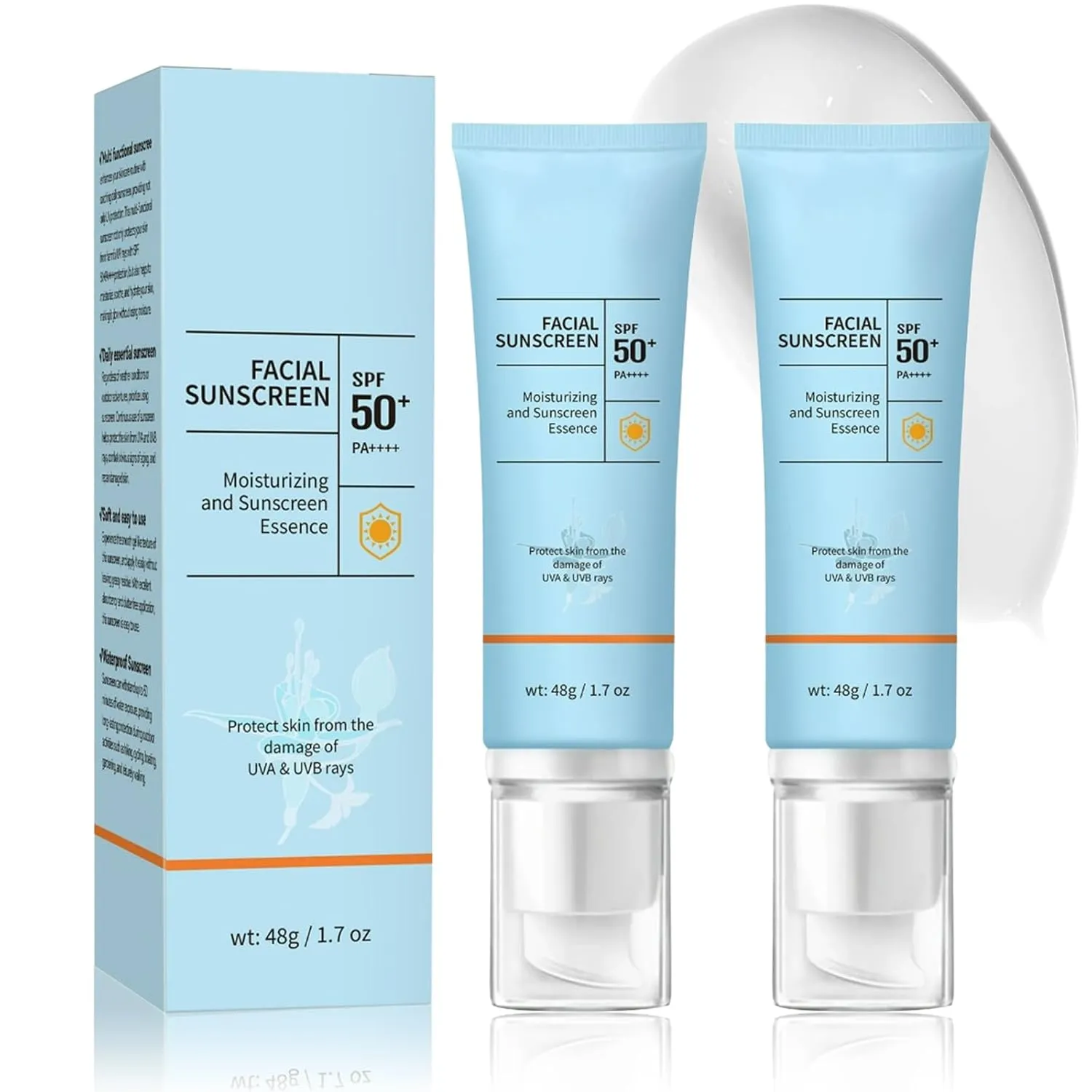 Clear Face Sunscreen SPF 50, Hydrating Sun Essence Oil-Free & Non-Sticky | Travel Size Invisible Sunscreen for Face, Broad Spectrum UVA/UVB Protection, Hydrating for Sensitive Skin (2)