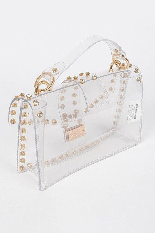 Clear Crystal Stud Crossbody Bag